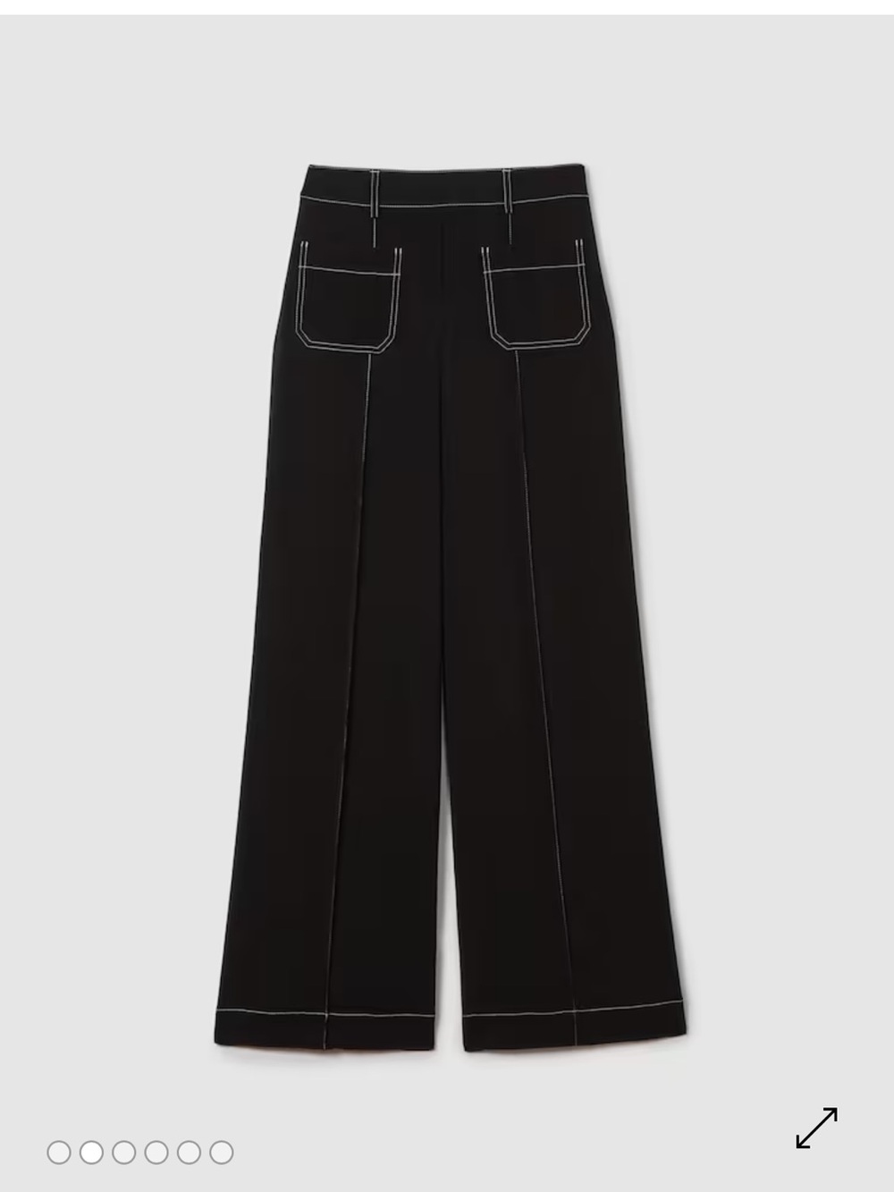 Reiss Kylie Contrast Stitch Wide Leg Trousers Black Size 2R